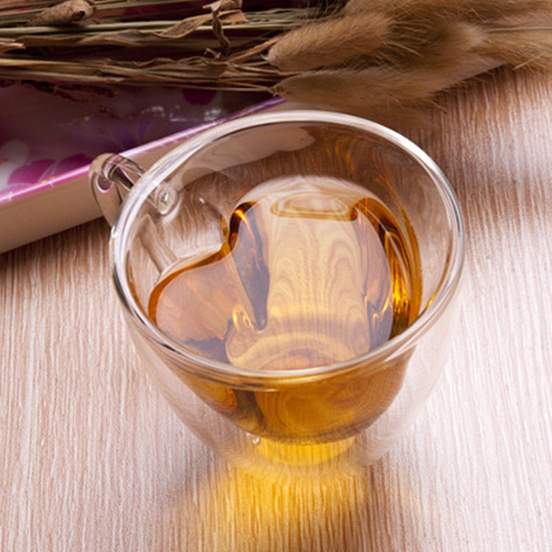Heart Insulated Glass Cup