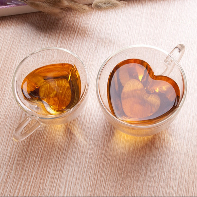 Heart Insulated Glass Cup