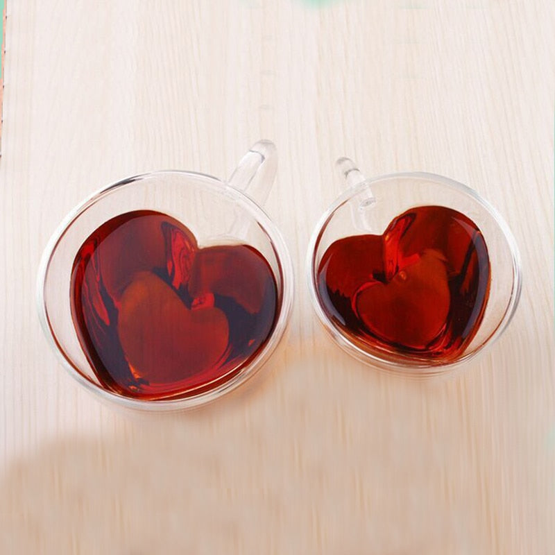 Heart Insulated Glass Cup