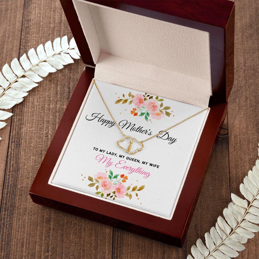 Diamond Gold Double Heart Mother's Day Necklace, Gift For Wife From Husband, Mother's Day Gift Idea