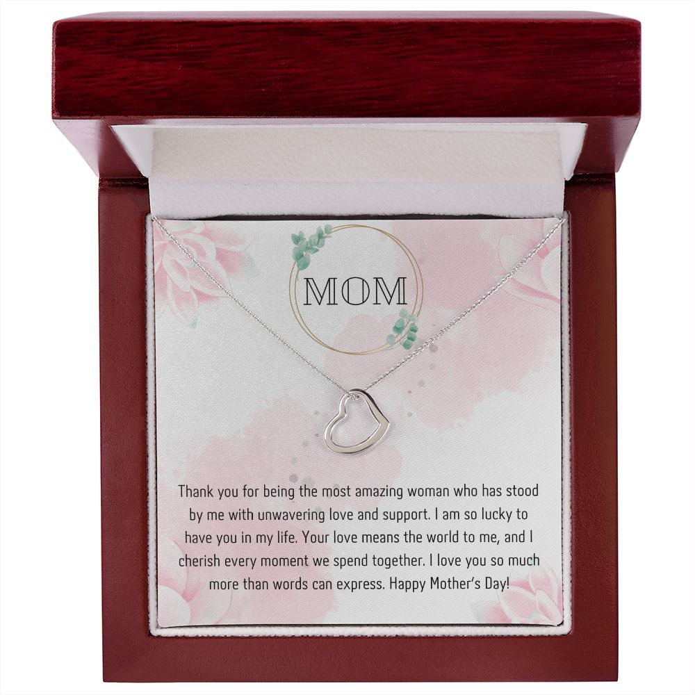 Elegant Gold Heart Necklace Mother's Day Gift - 14k White Gold /18k Yellow Gold