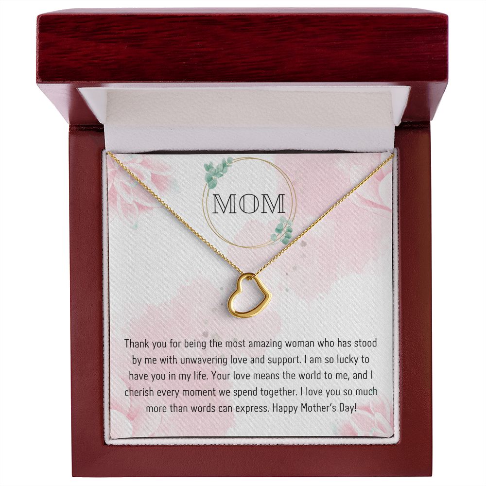 Elegant Gold Heart Necklace Mother's Day Gift - 14k White Gold /18k Yellow Gold