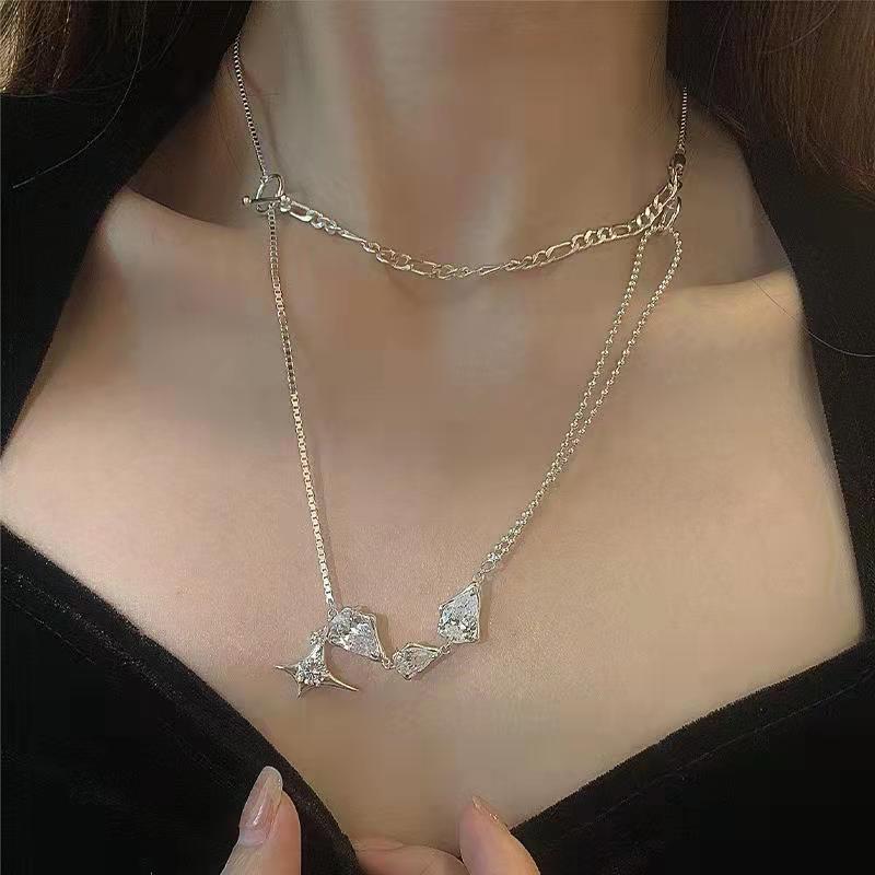 Multilayer Water Drop Crystal Necklace