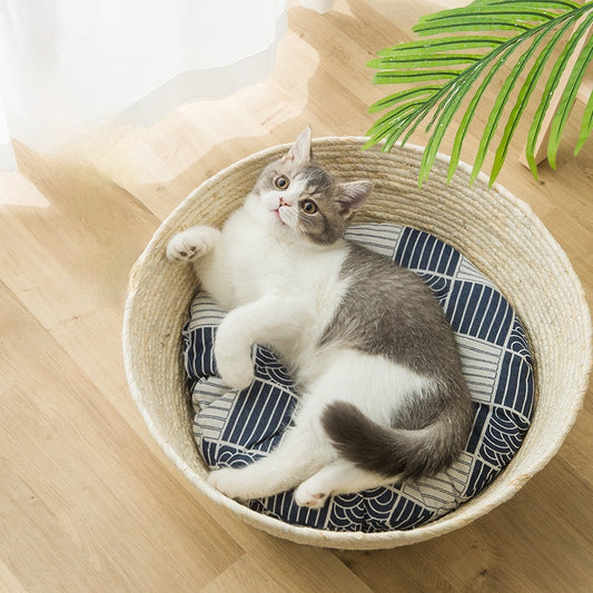 WuParadise Straw Pet Bed