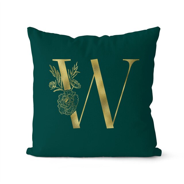 Green Pillowcase Gold Letters