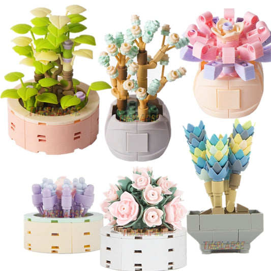 Potted Plants Succulents Model Bricks