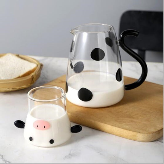 Glass Cow Shaped Cups Set