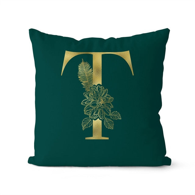 Green Pillowcase Gold Letters